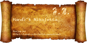 Hanák Nikoletta névjegykártya